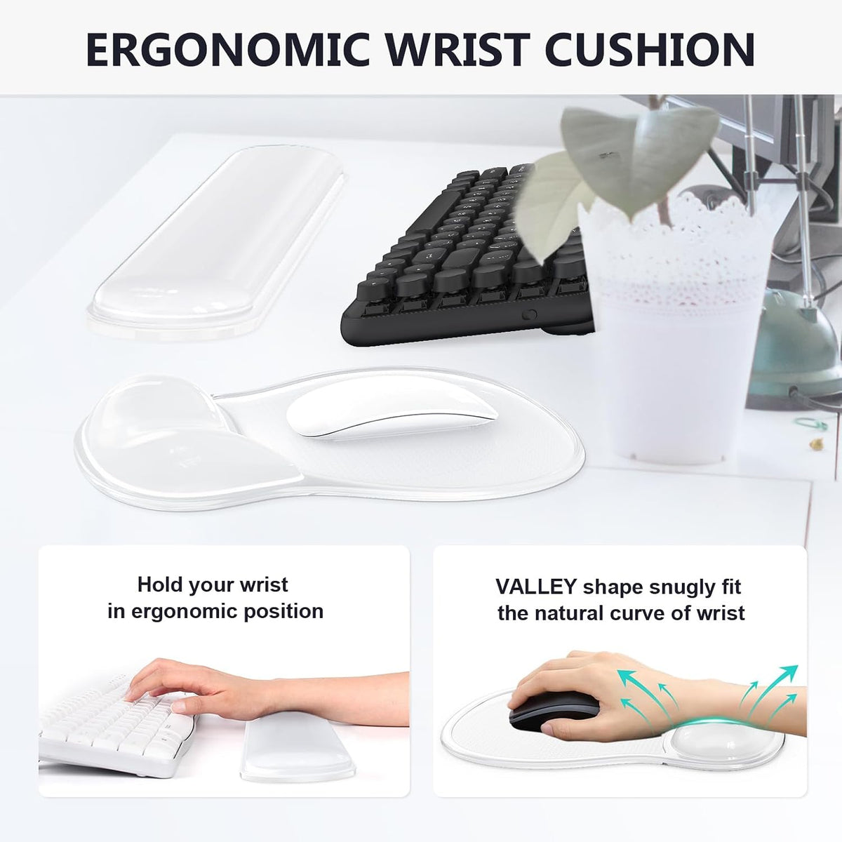 AKIT Ergonomic Mouse Pad and Keyboard Wrist Rest Set, Gel Mousepad, Green