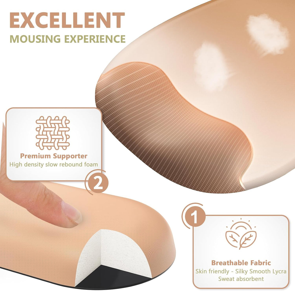 AKIT Ergonomic Mouse Pad and Keyboard Wrist Rest Set, Gel Mousepad, Green