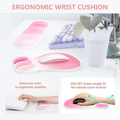 AKIT Ergonomic Mouse Pad and Keyboard Wrist Rest Set, Gel Mousepad, Green