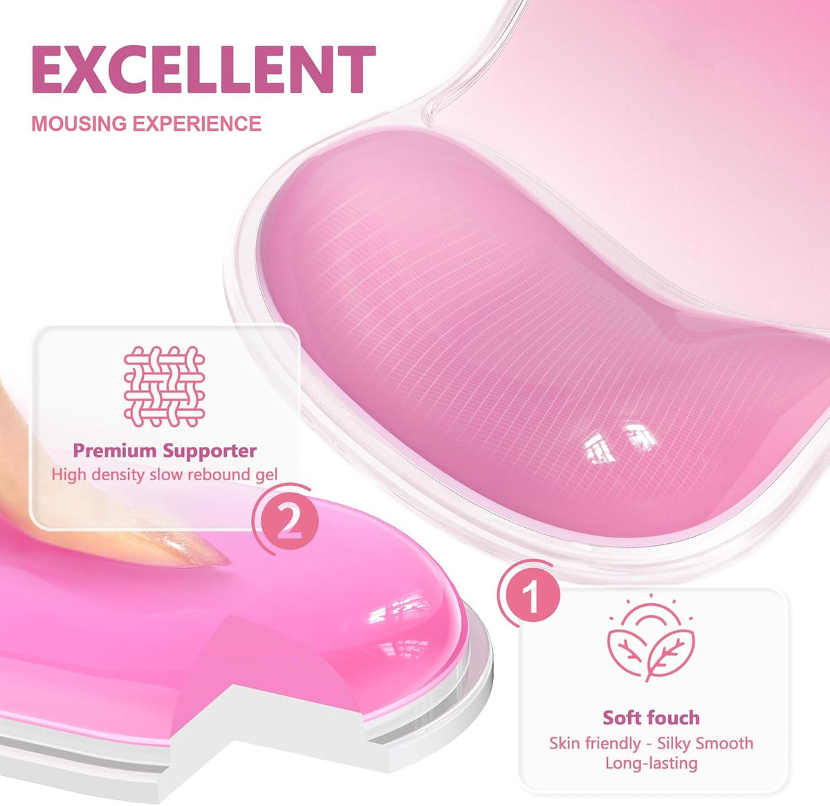 AKIT Ergonomic Mouse Pad and Keyboard Wrist Rest Set, Gel Mousepad, Green