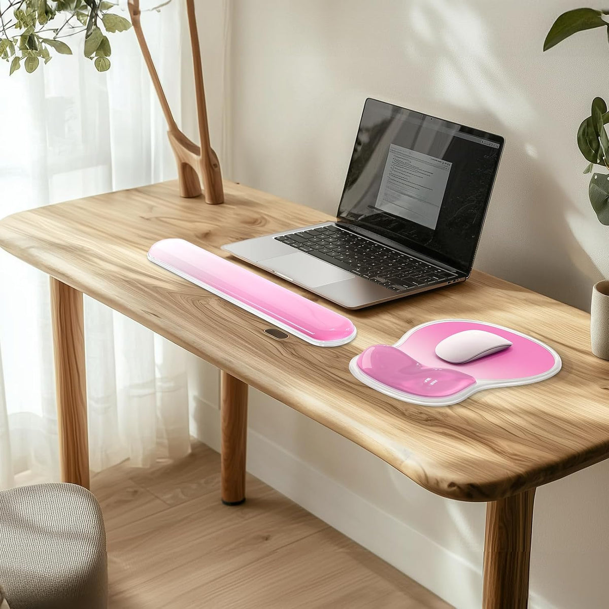 AKIT Ergonomic Mouse Pad and Keyboard Wrist Rest Set, Gel Mousepad, Green
