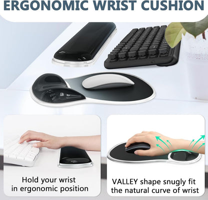 AKIT Ergonomic Mouse Pad and Keyboard Wrist Rest Set, Gel Mousepad, Green