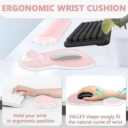 AKIT Ergonomic Mouse Pad and Keyboard Wrist Rest Set, Gel Mousepad, Green