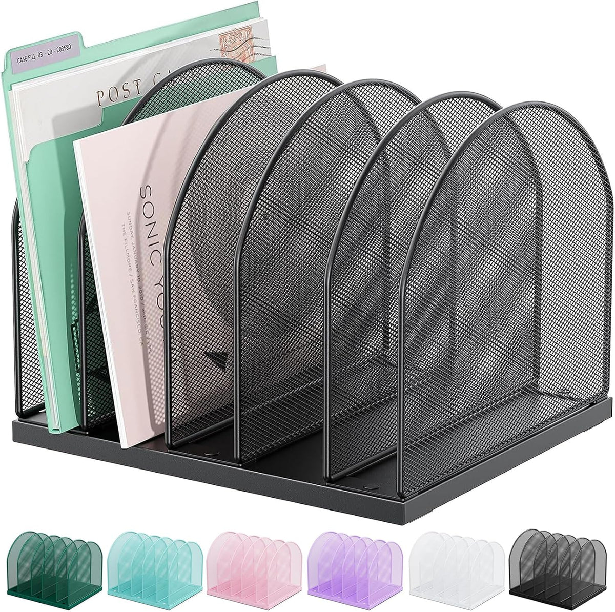 Desktop File Organizer with 5 Compartments
