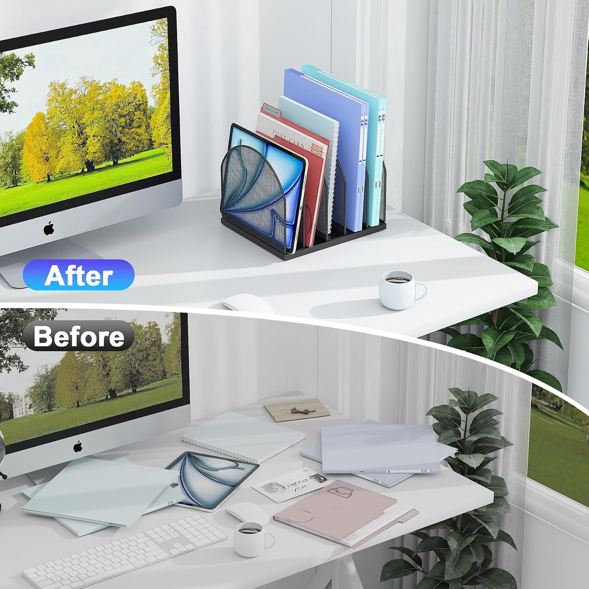 Desktop File Organizer with 5 Compartments