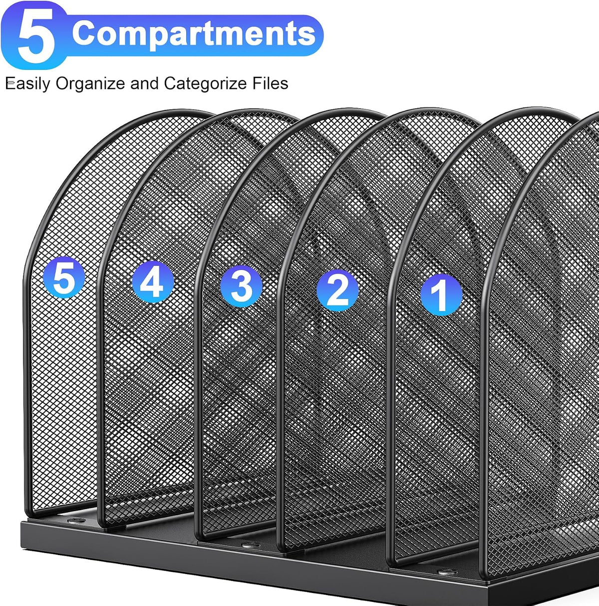 Desktop File Organizer with 5 Compartments