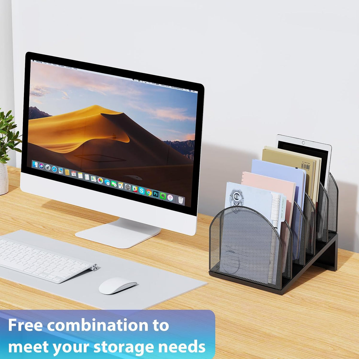 Desktop File Organizer with 5 Compartments