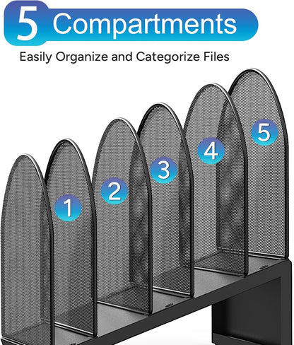 Desktop File Organizer with 5 Compartments