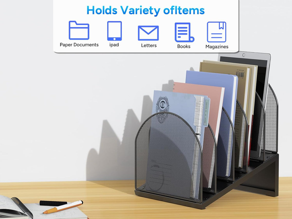 Desktop File Organizer with 5 Compartments