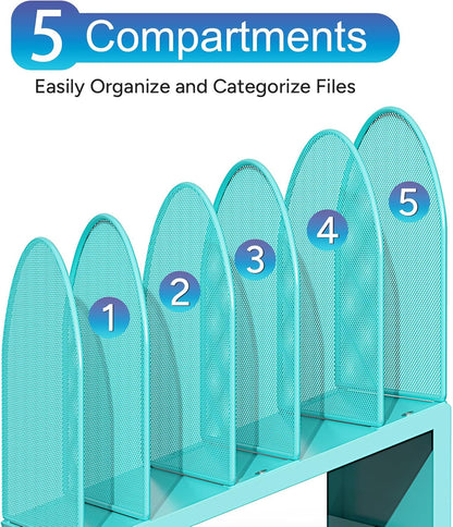 Desktop File Organizer with 5 Compartments