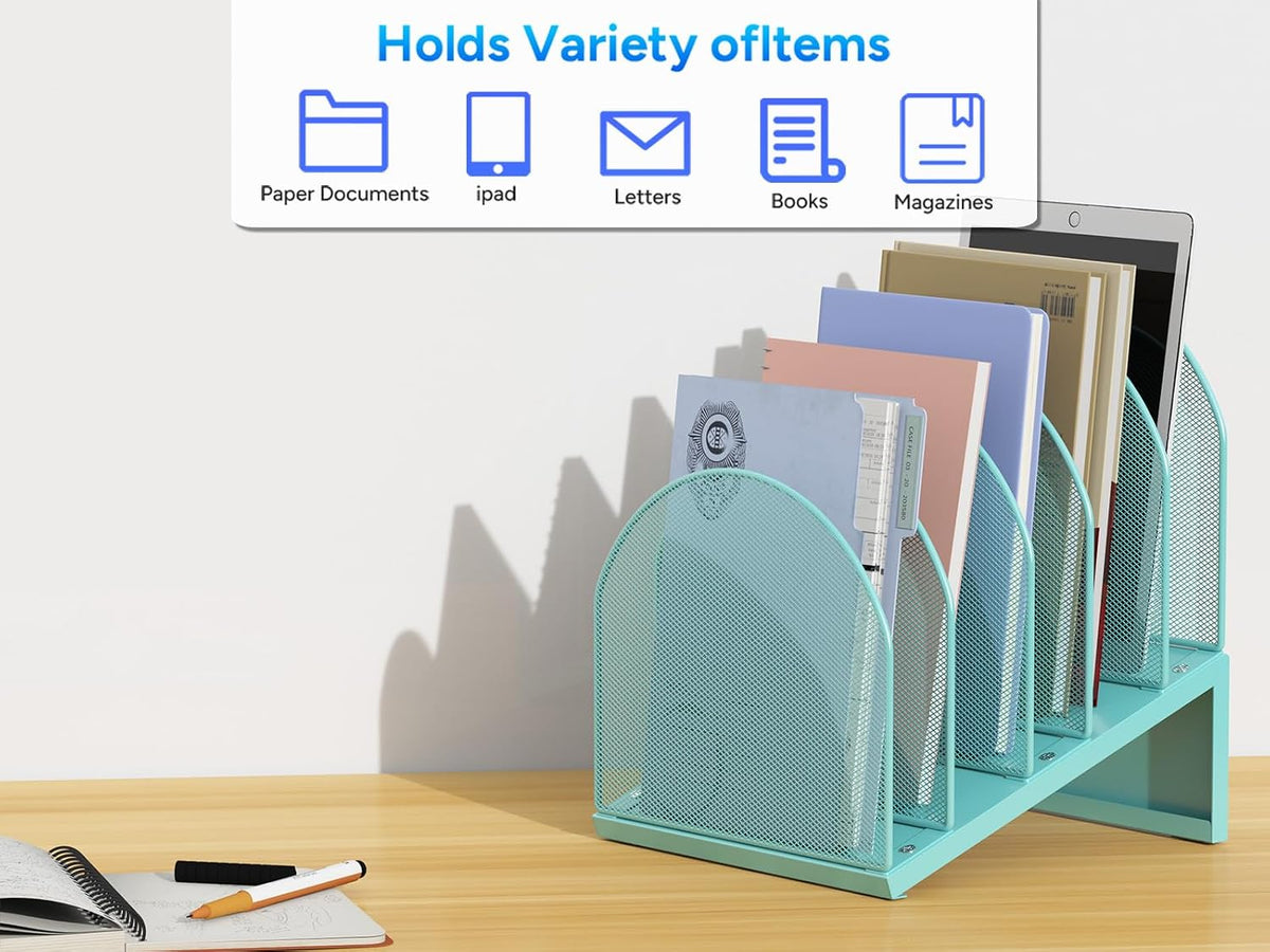Desktop File Organizer with 5 Compartments