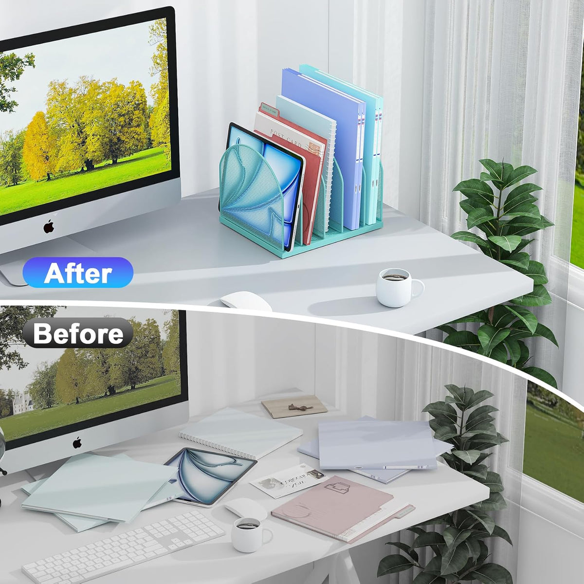 Desktop File Organizer with 5 Compartments