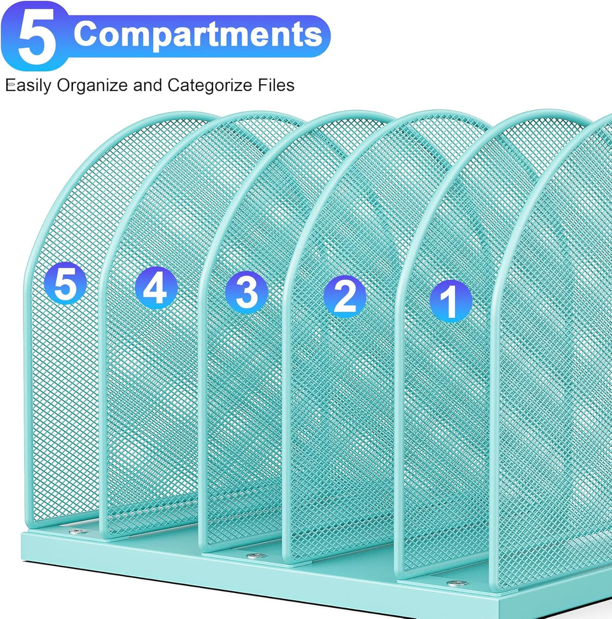 Desktop File Organizer with 5 Compartments