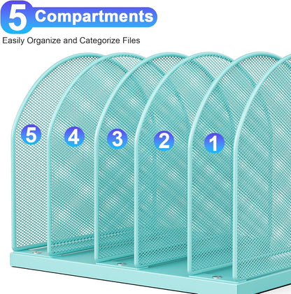Desktop File Organizer with 5 Compartments