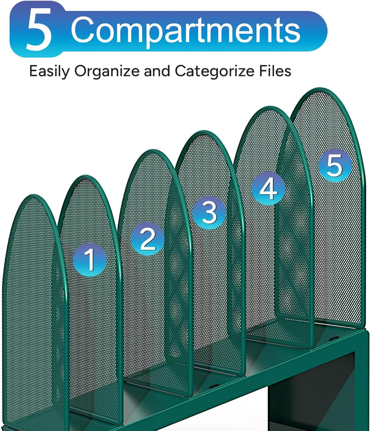 Desktop File Organizer with 5 Compartments