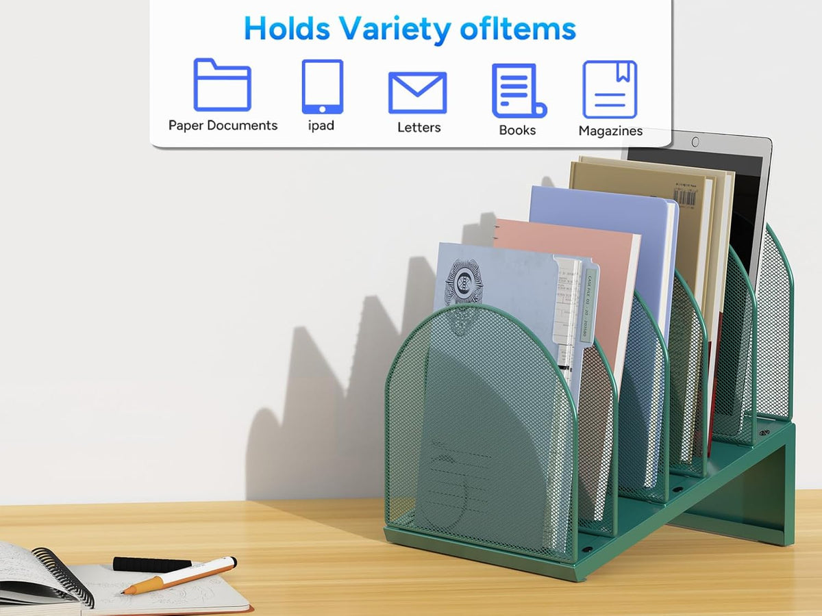 Desktop File Organizer with 5 Compartments