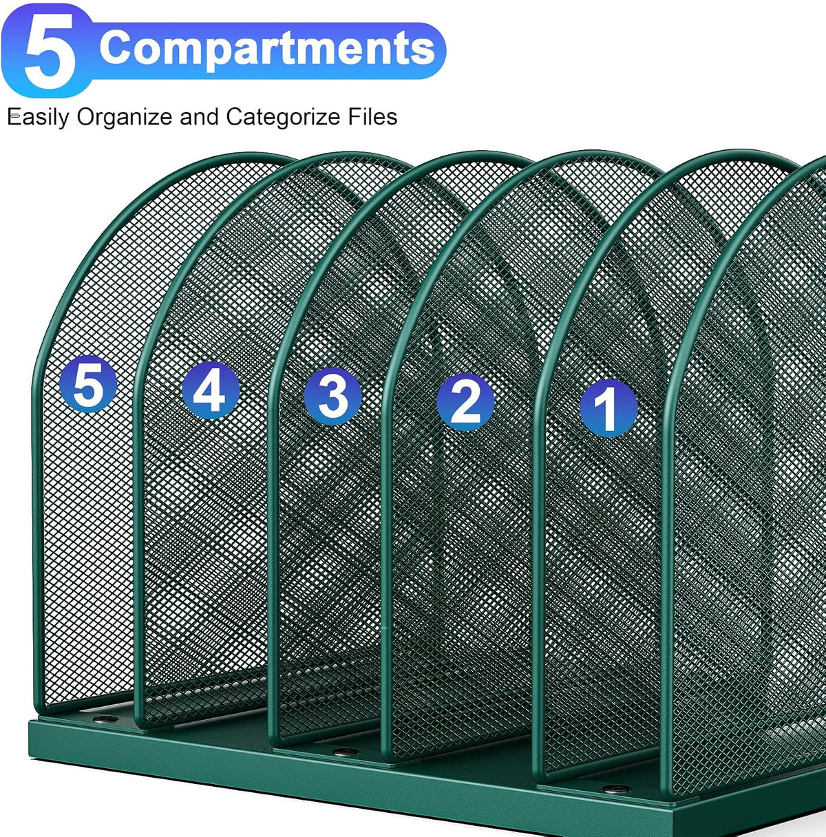 Desktop File Organizer with 5 Compartments