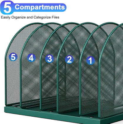Desktop File Organizer with 5 Compartments