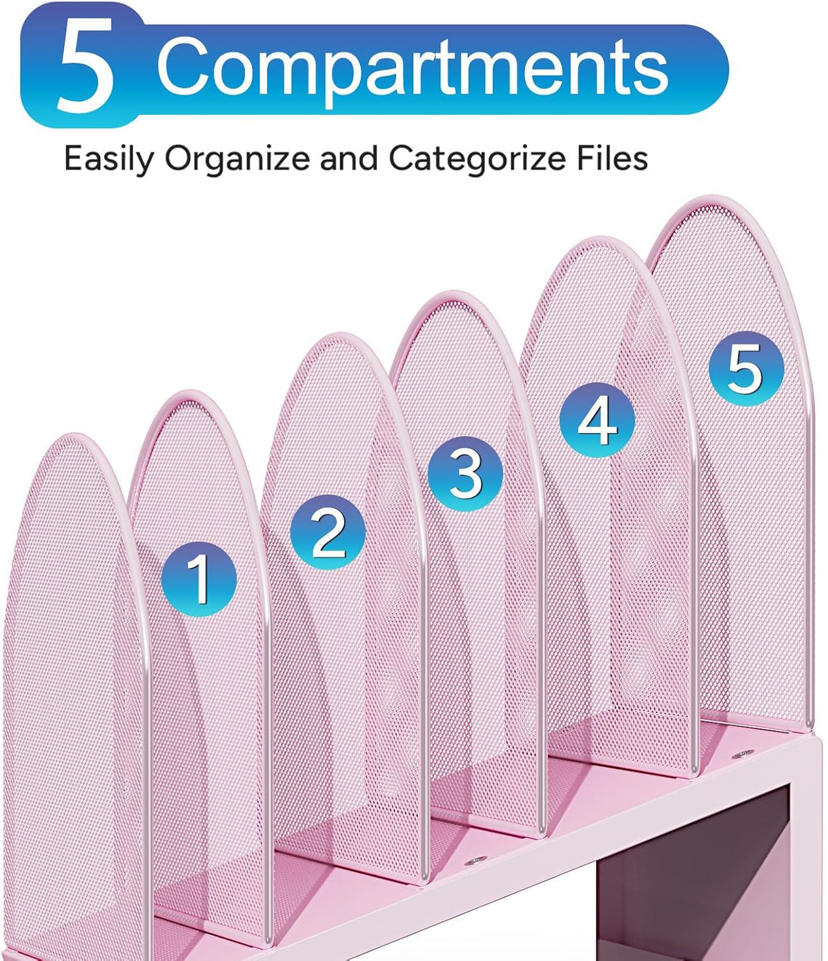 Desktop File Organizer with 5 Compartments