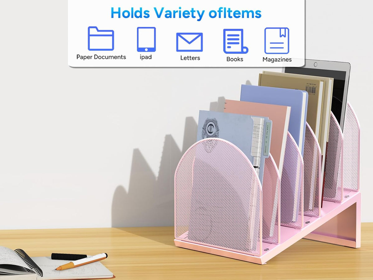 Desktop File Organizer with 5 Compartments