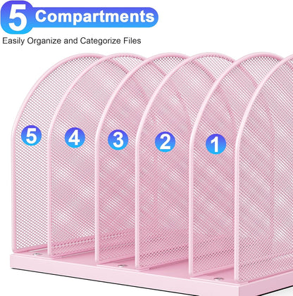 Desktop File Organizer with 5 Compartments