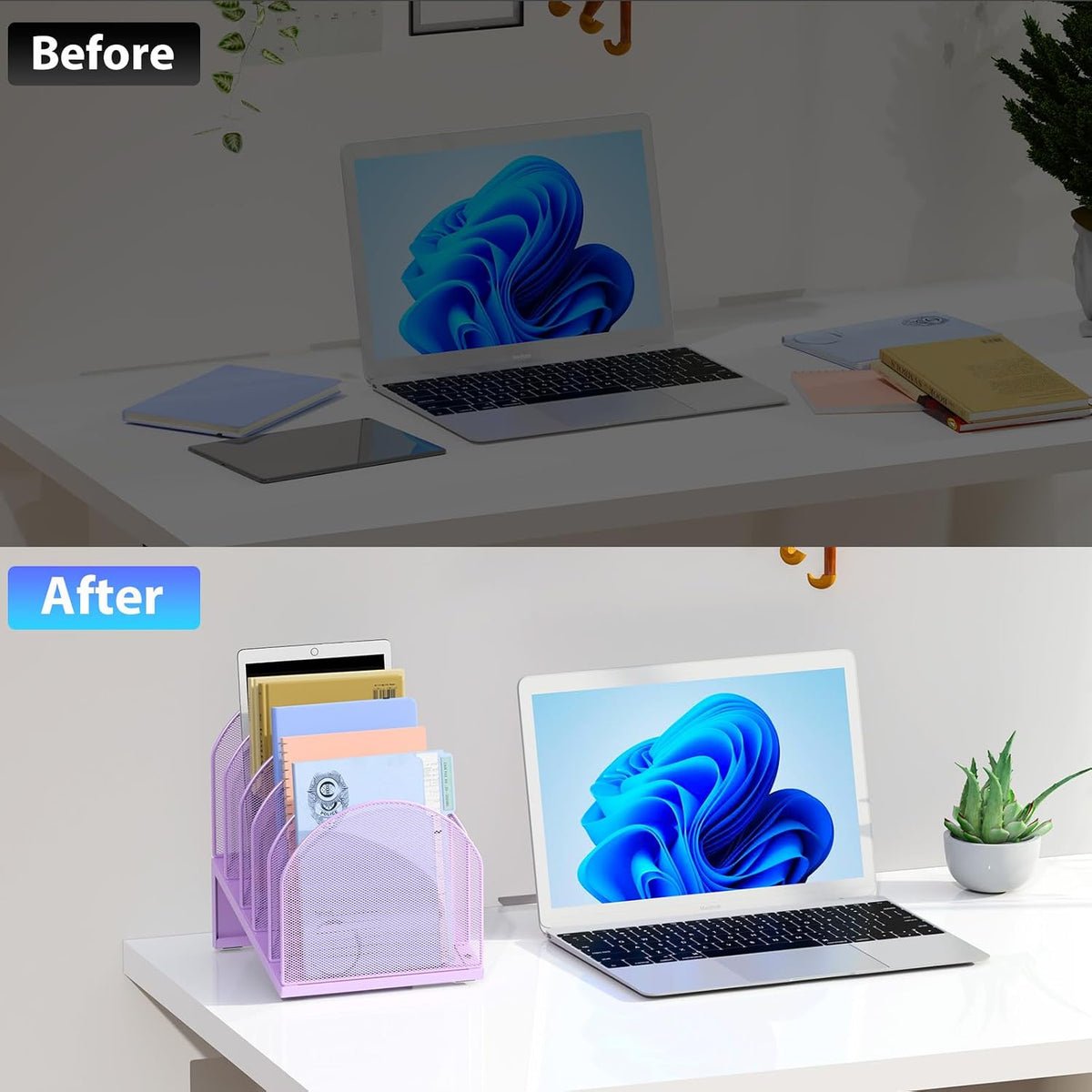 Desktop File Organizer with 5 Compartments