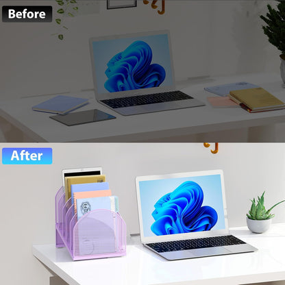 Desktop File Organizer with 5 Compartments