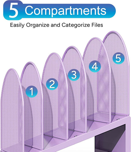 Desktop File Organizer with 5 Compartments