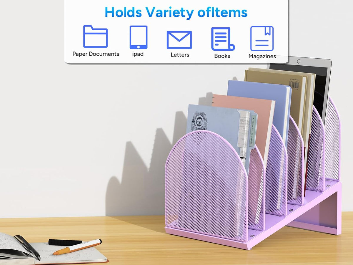 Desktop File Organizer with 5 Compartments
