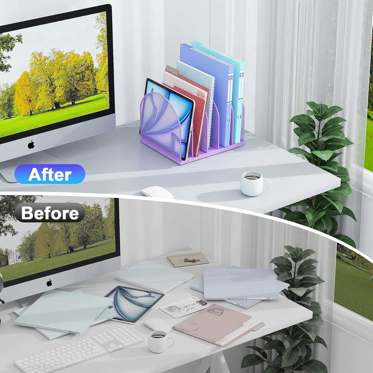 Desktop File Organizer with 5 Compartments