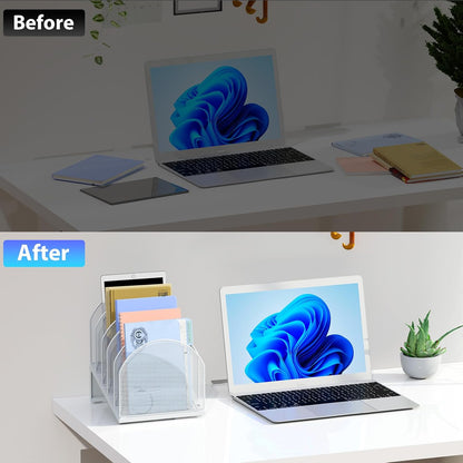 Desktop File Organizer with 5 Compartments