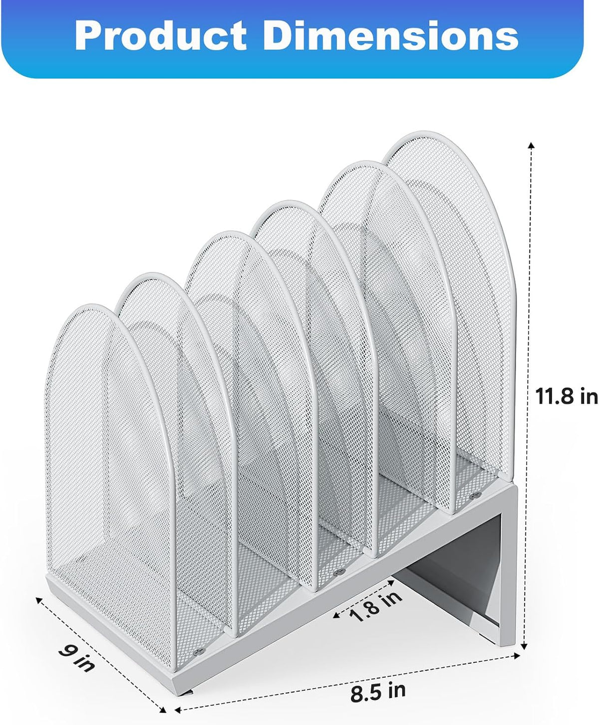 Desktop File Organizer with 5 Compartments