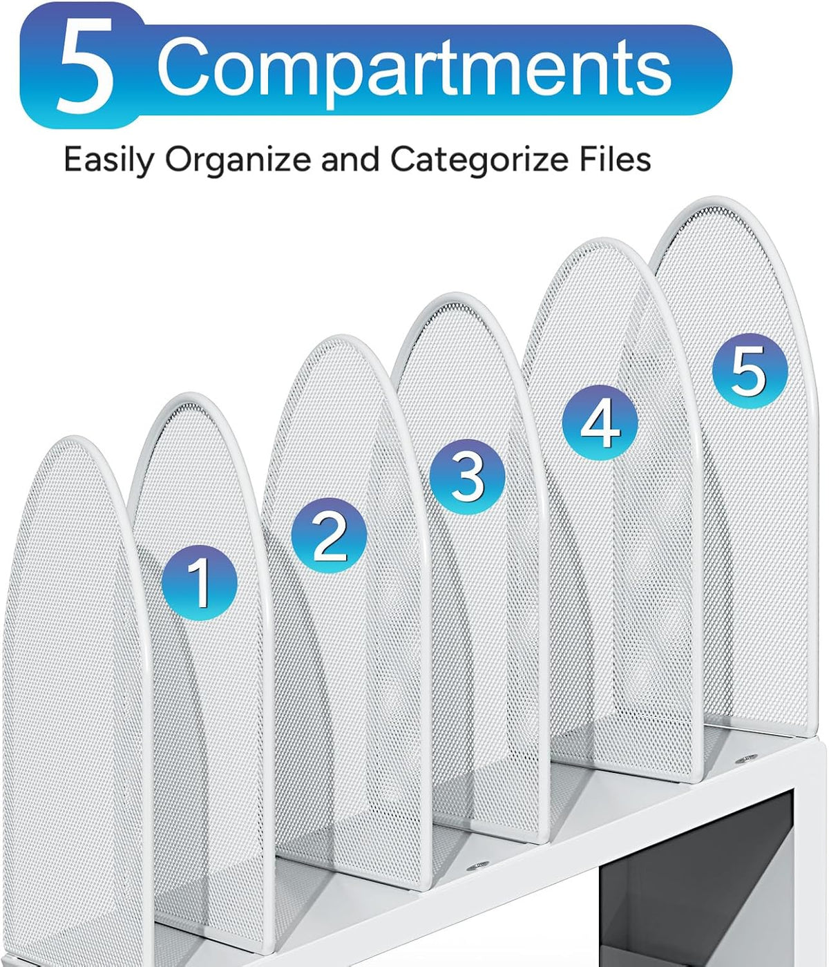 Desktop File Organizer with 5 Compartments