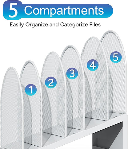 Desktop File Organizer with 5 Compartments