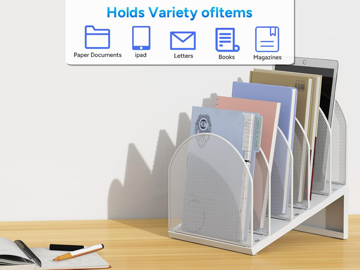 Desktop File Organizer with 5 Compartments