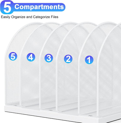 Desktop File Organizer with 5 Compartments