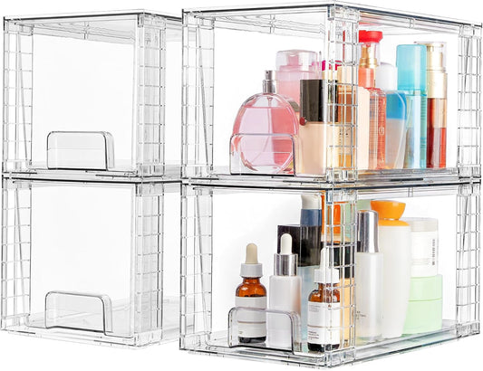 Large Stackable Storage Drawers, Clear