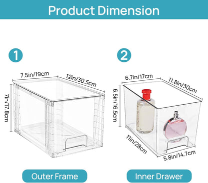 Large Stackable Storage Drawers, Clear