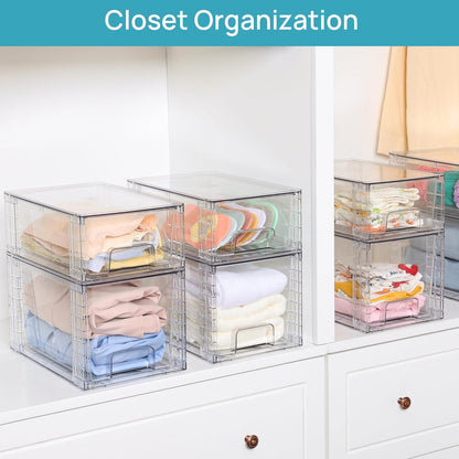 Large Stackable Storage Drawers, Clear