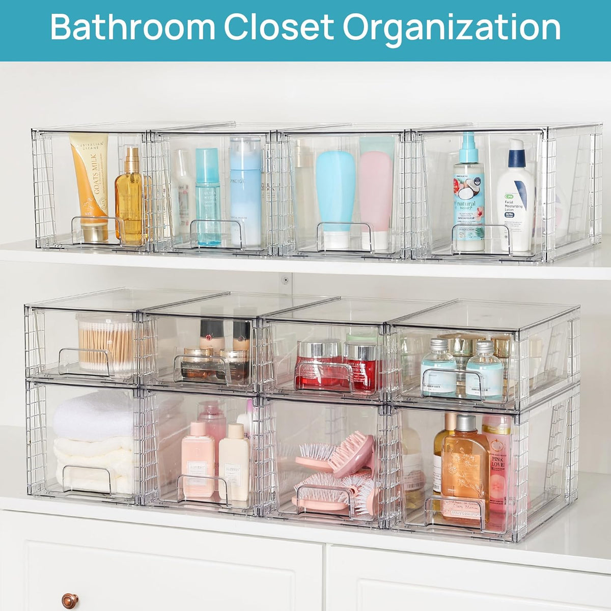 Large Stackable Storage Drawers, Clear