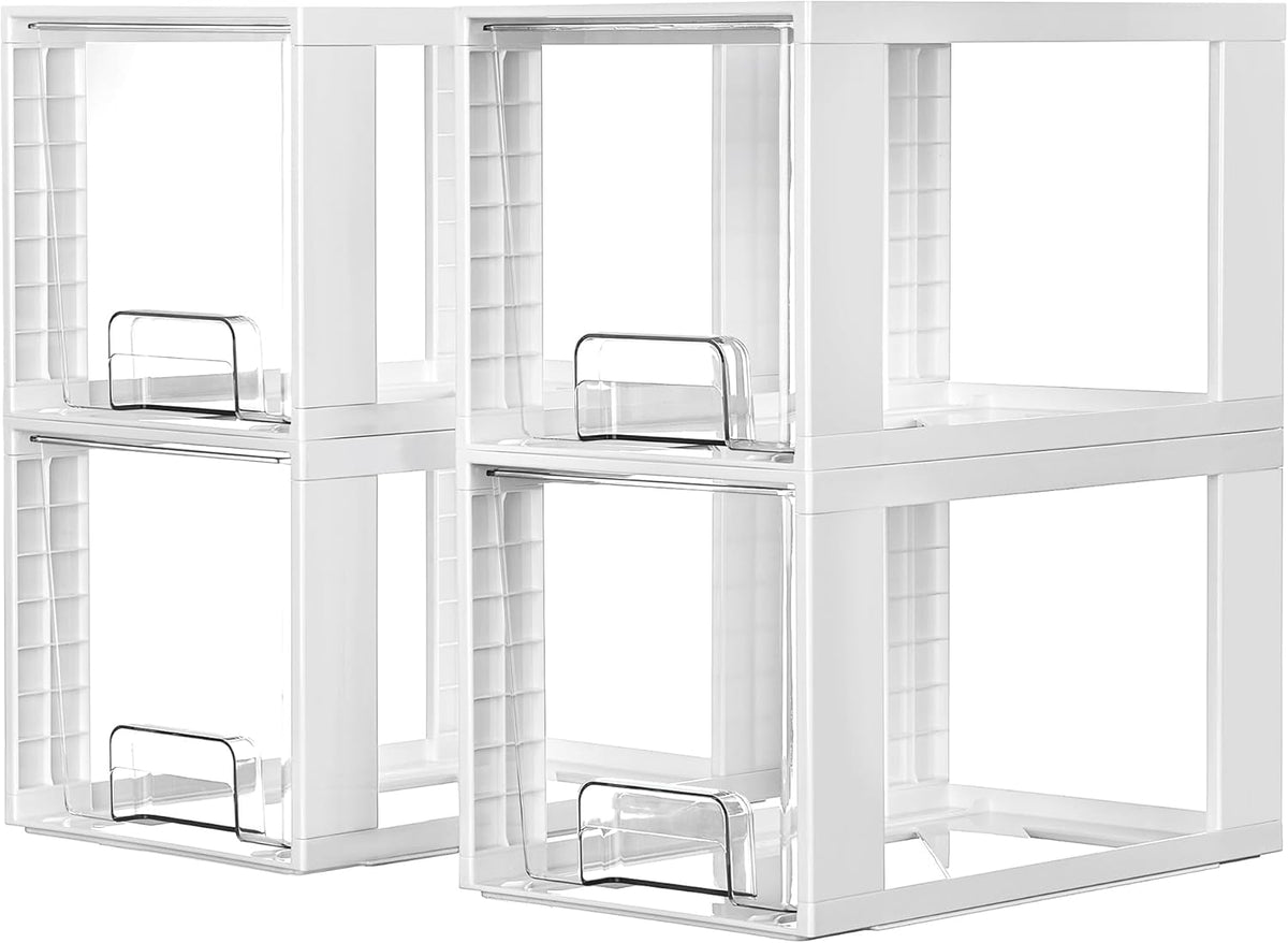 Large Stackable Storage Drawers, Clear