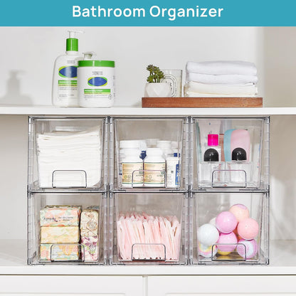 Large Stackable Storage Drawers, Clear