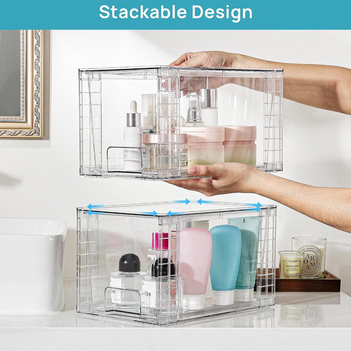 Large Stackable Storage Drawers, Clear