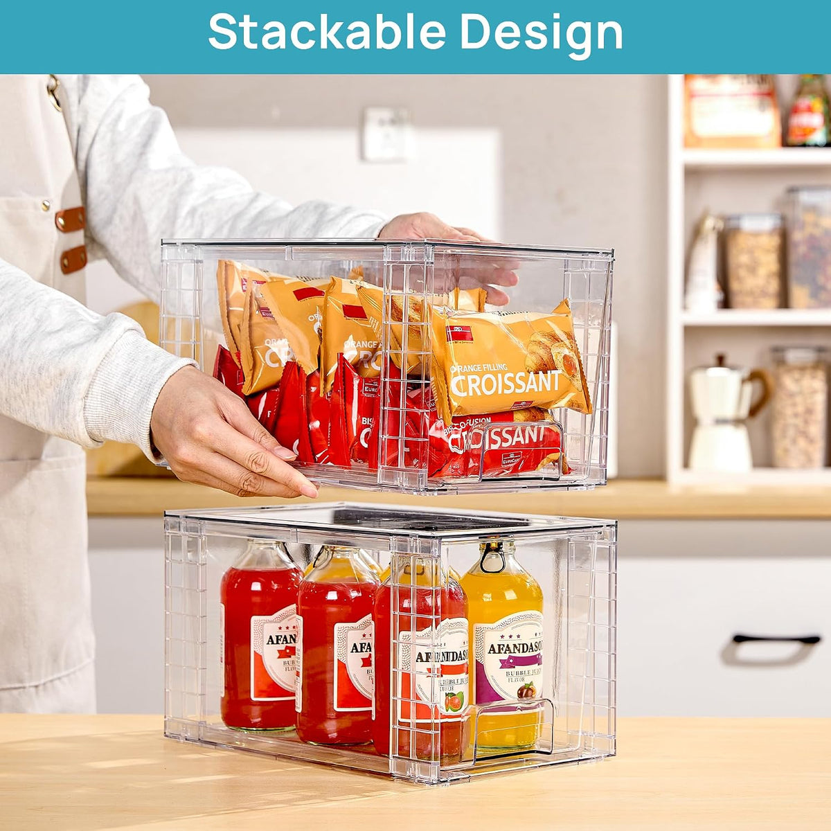 Large Stackable Storage Drawers, Clear