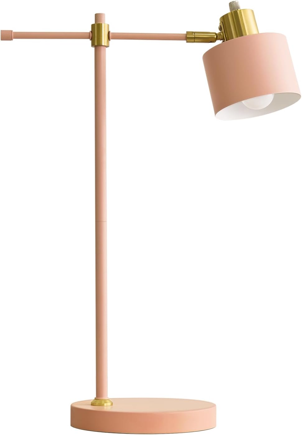 22.2" Mid Century Desk Lamp, Modern Metal Table Lamp with LED Bulb, Adjustable Reading Lamps, Industrial Task Lamp for Home Office, Farmhouse Bedside Lamps with Solid Base, Woodgrain