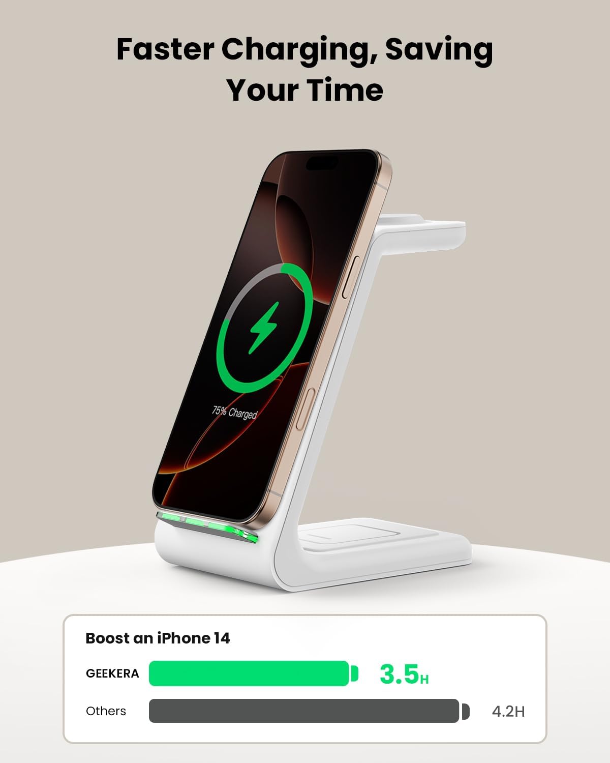 3 in 1 Wireless Charging Station for Apple, Fast Wireless Charger Stand Dock for iPhone 17 16 15 14 13 12 11 Pro Max Plus XR XS X, Apple Watch Ultra/11/10/9/SE/8/7/6/5/4/3/2, AirPods Pro/4/3/2