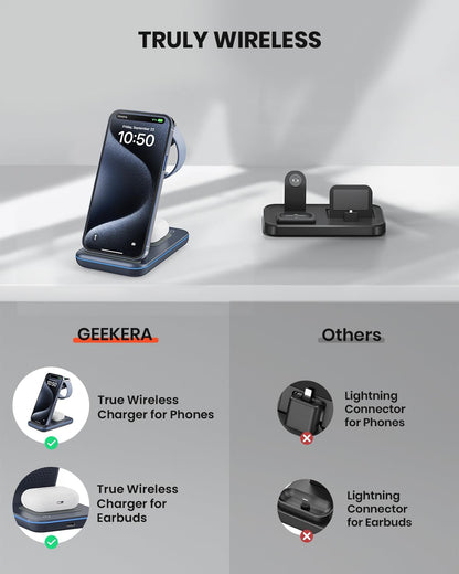 3 in 1 Wireless Charging Station for Apple, Fast Wireless Charger Stand Dock for iPhone 17 16 15 14 13 12 11 Pro Max Plus XR XS X, Apple Watch Ultra/11/10/9/SE/8/7/6/5/4/3/2, AirPods Pro/4/3/2