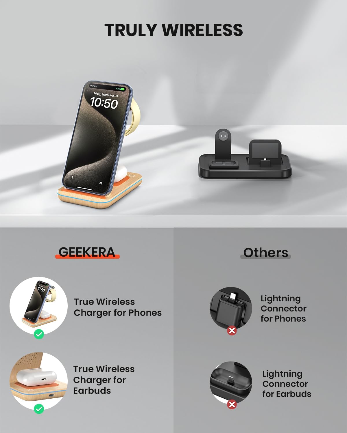 3 in 1 Wireless Charging Station for Apple, Fast Wireless Charger Stand Dock for iPhone 17 16 15 14 13 12 11 Pro Max Plus XR XS X, Apple Watch Ultra/11/10/9/SE/8/7/6/5/4/3/2, AirPods Pro/4/3/2