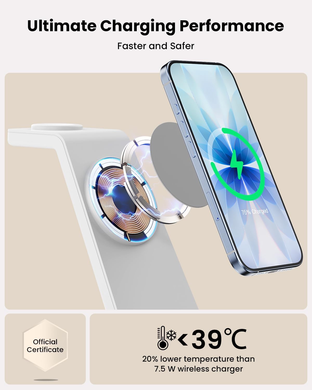 3 in 1 Wireless Charging Station for Apple, Fast Wireless Charger Stand Dock for iPhone 17 16 15 14 13 12 11 Pro Max Plus XR XS X, Apple Watch Ultra/11/10/9/SE/8/7/6/5/4/3/2, AirPods Pro/4/3/2