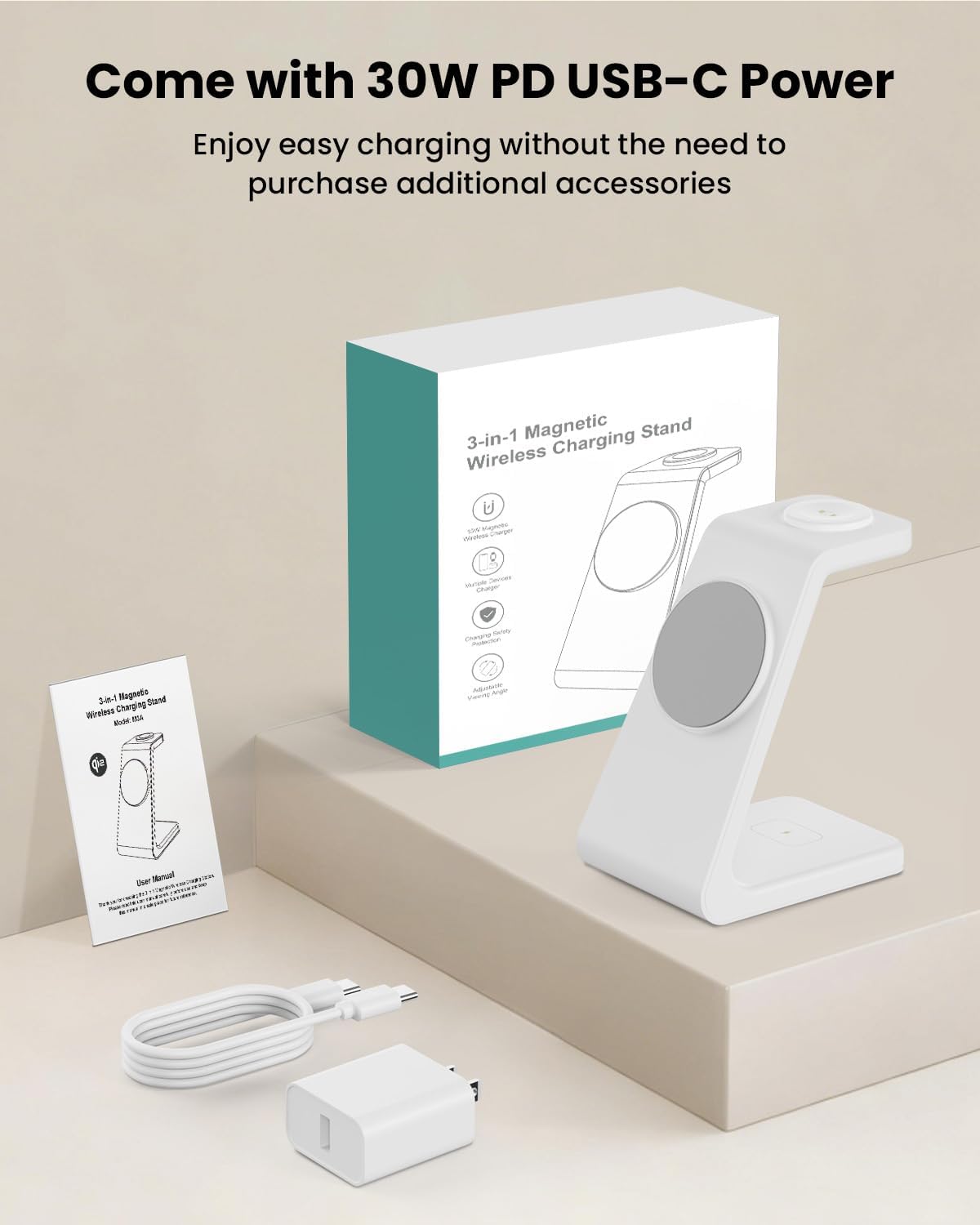 3 in 1 Wireless Charging Station for Apple, Fast Wireless Charger Stand Dock for iPhone 17 16 15 14 13 12 11 Pro Max Plus XR XS X, Apple Watch Ultra/11/10/9/SE/8/7/6/5/4/3/2, AirPods Pro/4/3/2